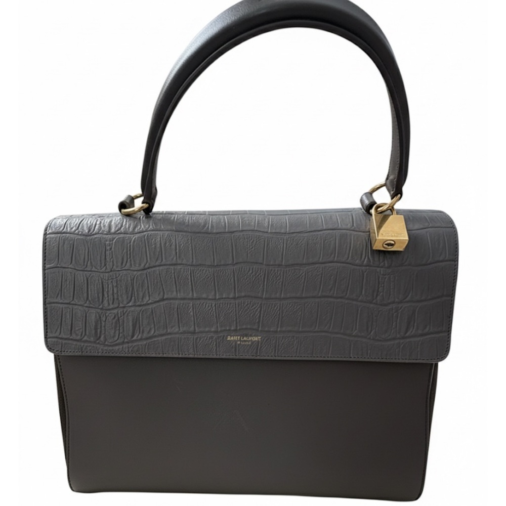Saint Laurent Croc-Embossed Gray Bag - Picture 2 of 16